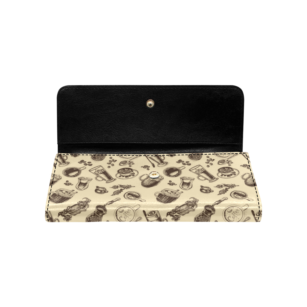 Coffee Pattern Print Design 05 Women's Trifold Wallet