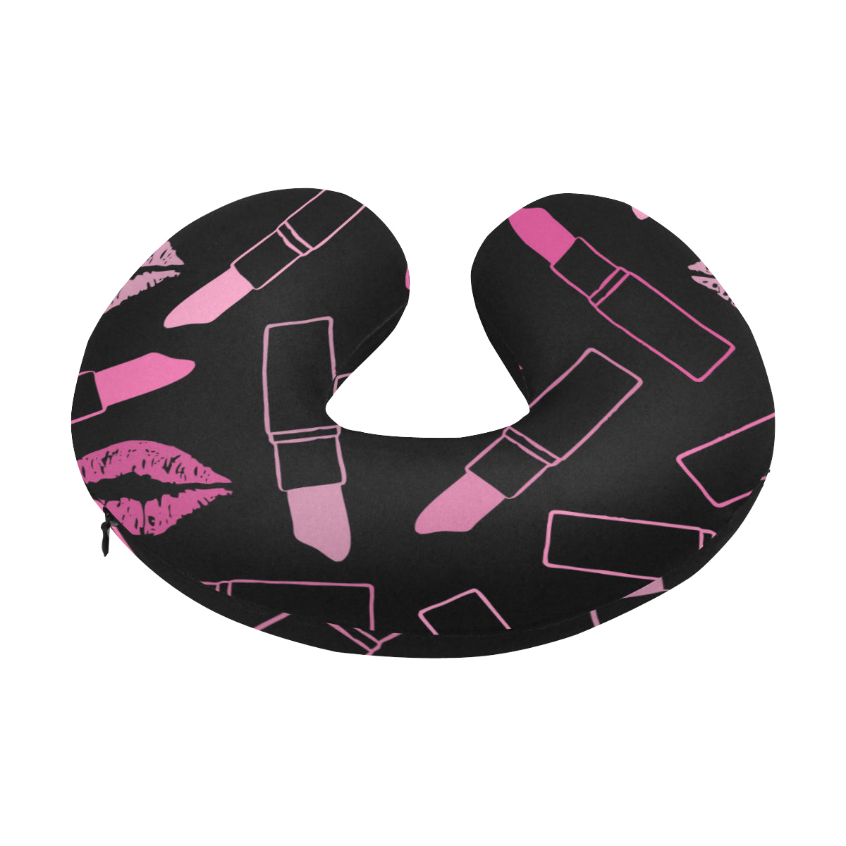 Lipstick Pink Pattern Print Design 01 U-Shaped Travel Neck Pillow