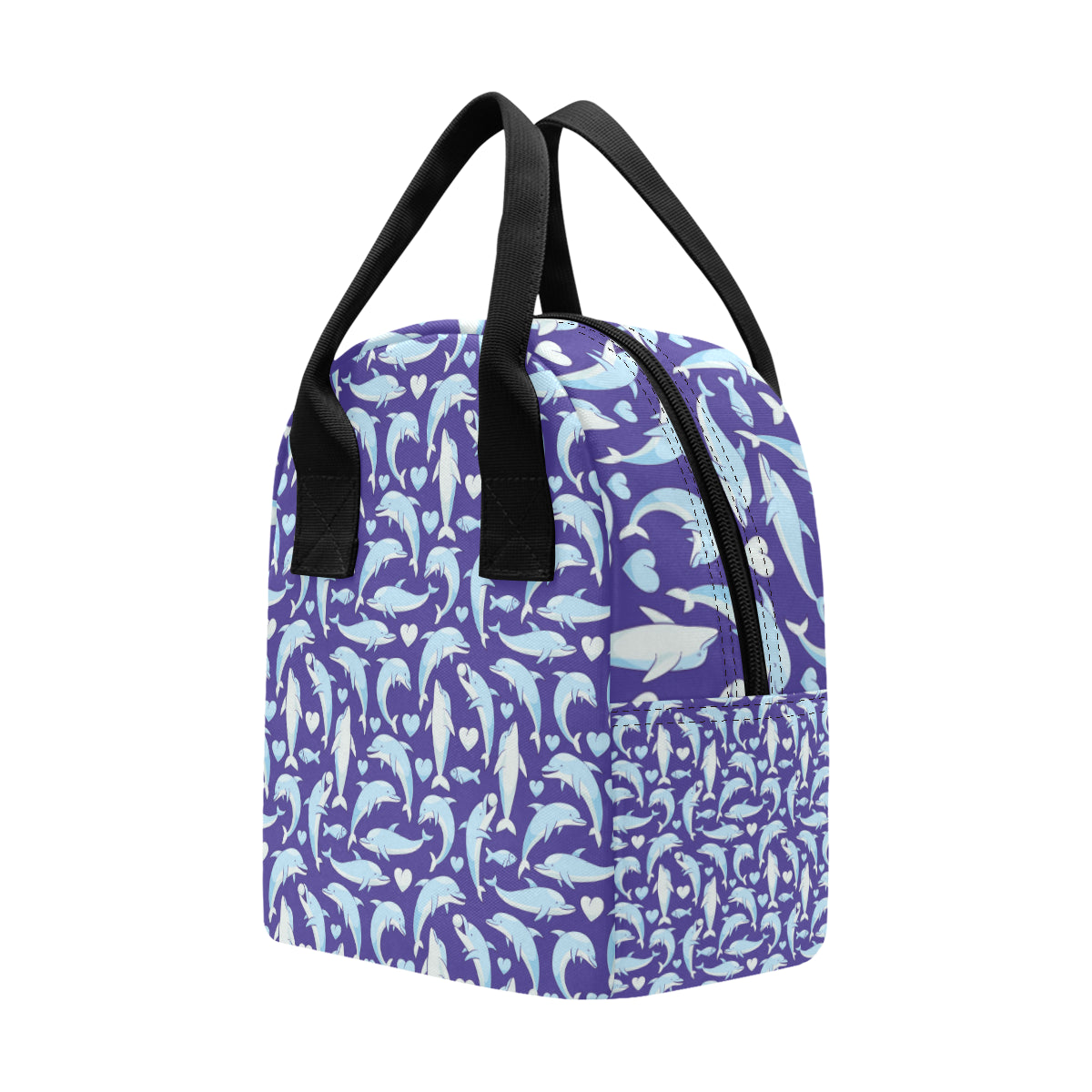 Dolphin Smile Print Pattern Insulated Lunch Bag