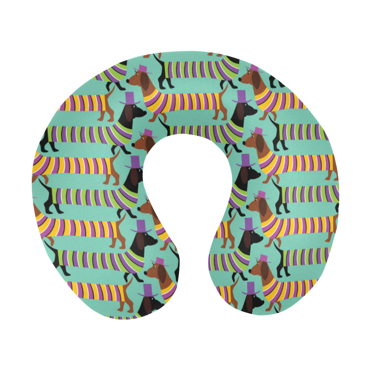 Dachshund Pattern Print Design 05 U-Shaped Travel Neck Pillow
