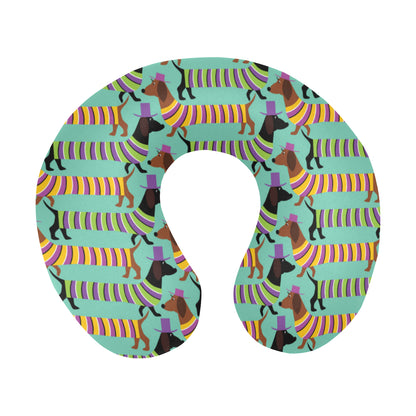 Dachshund Pattern Print Design 05 U-Shaped Travel Neck Pillow