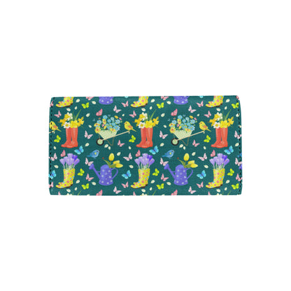 Gardening Pattern Print Design G08 Women's Trifold Wallet