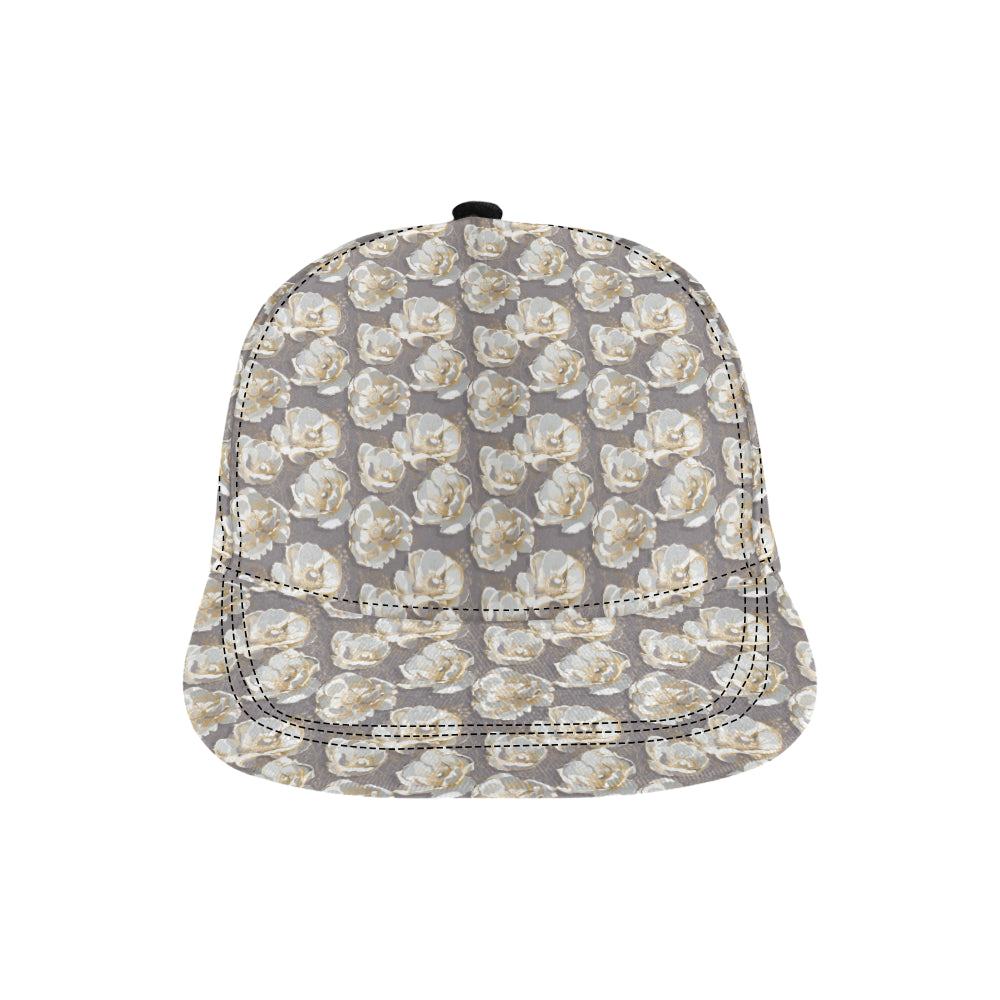 Elegant Grey Flower Print Snapback Cap