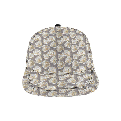 Elegant Grey Flower Print Snapback Cap