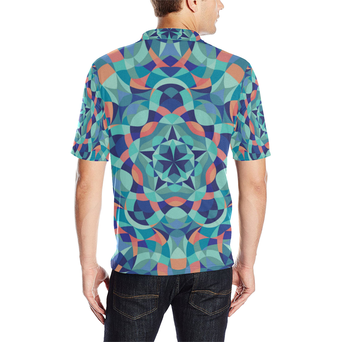Kaleidoscope Pattern Print Design 03 Men Polo Shirt