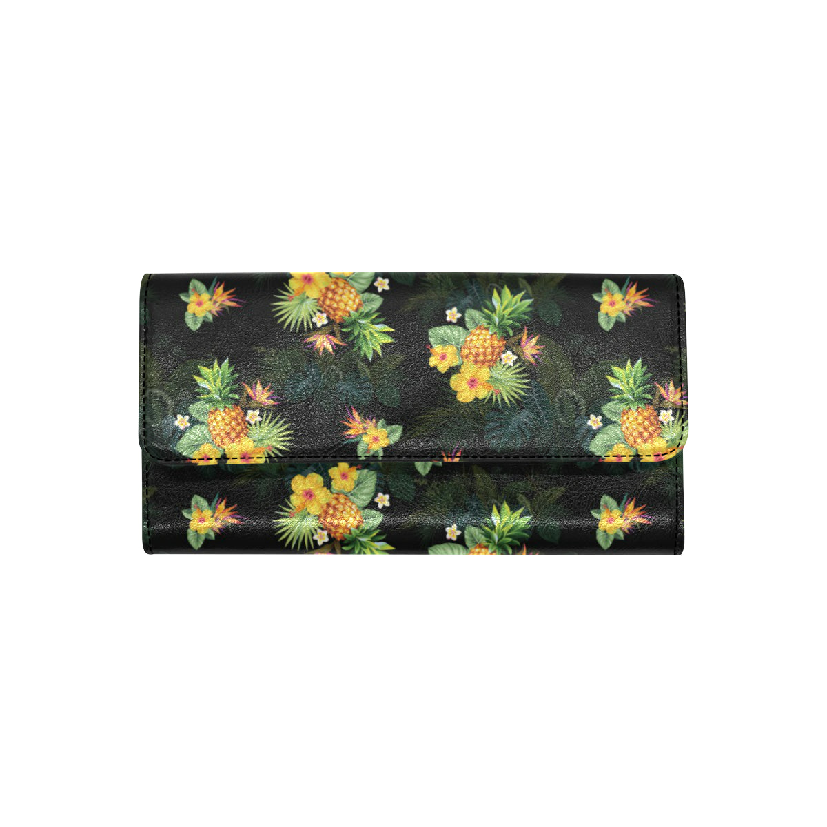 Pineapple Tropical Flower Print Pattern Women's Trifold Wallet