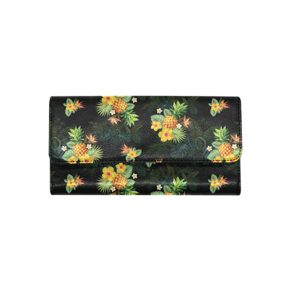 Pineapple Tropical Flower Print Pattern Women's Trifold Wallet