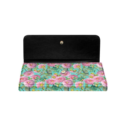 Dahlia Pattern Print Design DH07 Women's Trifold Wallet