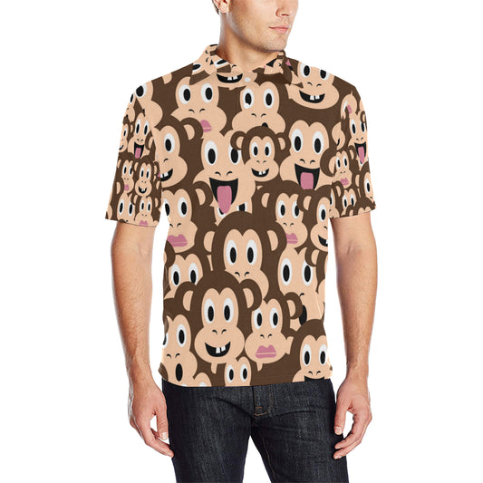 Emoji Monkey Print Pattern Men Polo Shirt