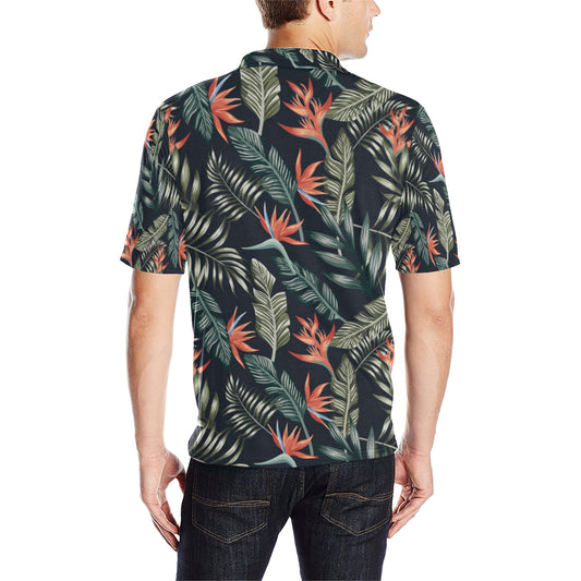 Bird Of Paradise Pattern Print Design BOP02 Men Polo Shirt