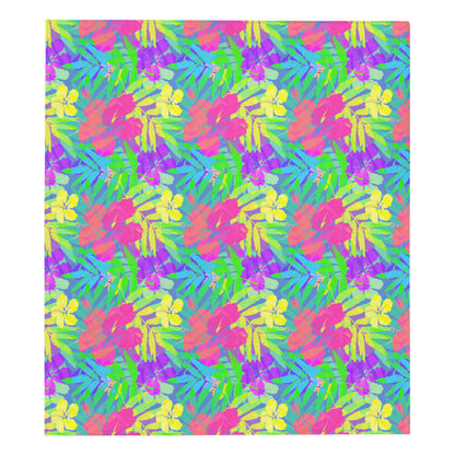 Neon Tropical Pattern Print Design A03 Premium Quilt