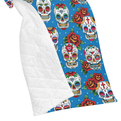 Sugar Skull Rose Pattern Premium Quilt