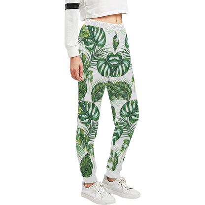 Green Pattern Tropical Palm Leaves Unisex Sweatpants