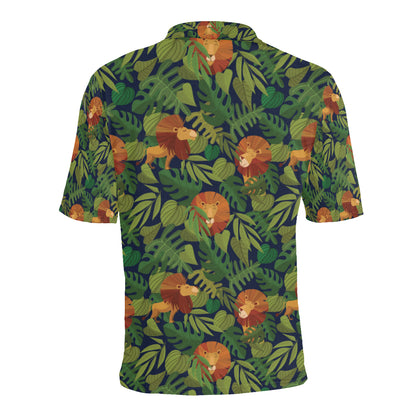 Lion Jungle Pattern Print Design 05 Men Polo Shirt