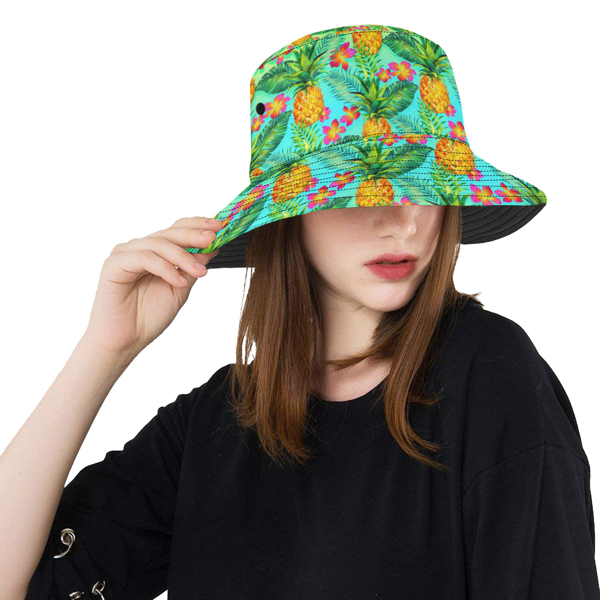 Pineapple Pattern Print Design PP010 Unisex Bucket Hat