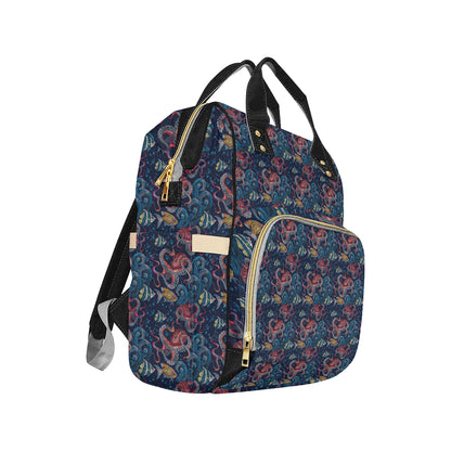 Octopus Deep Sea Print Themed Diaper Bag Backpack
