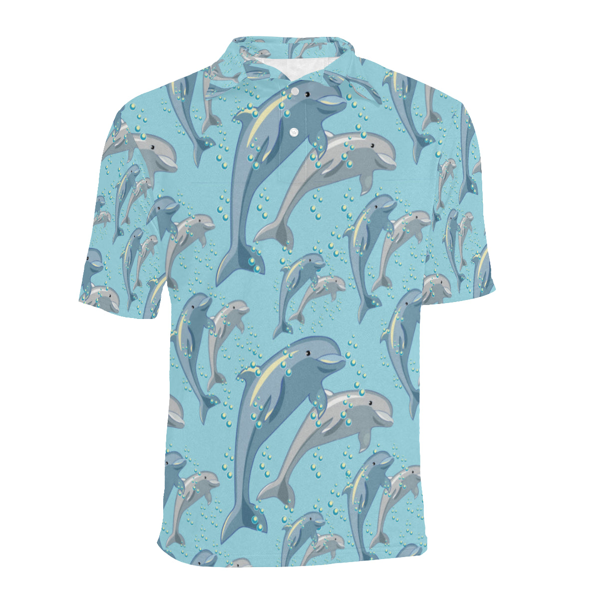Dolphin Print Pattern Men Polo Shirt