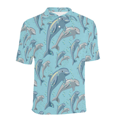Dolphin Print Pattern Men Polo Shirt