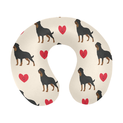 Rottweiler Pattern Print Design A02 U-Shaped Travel Neck Pillow