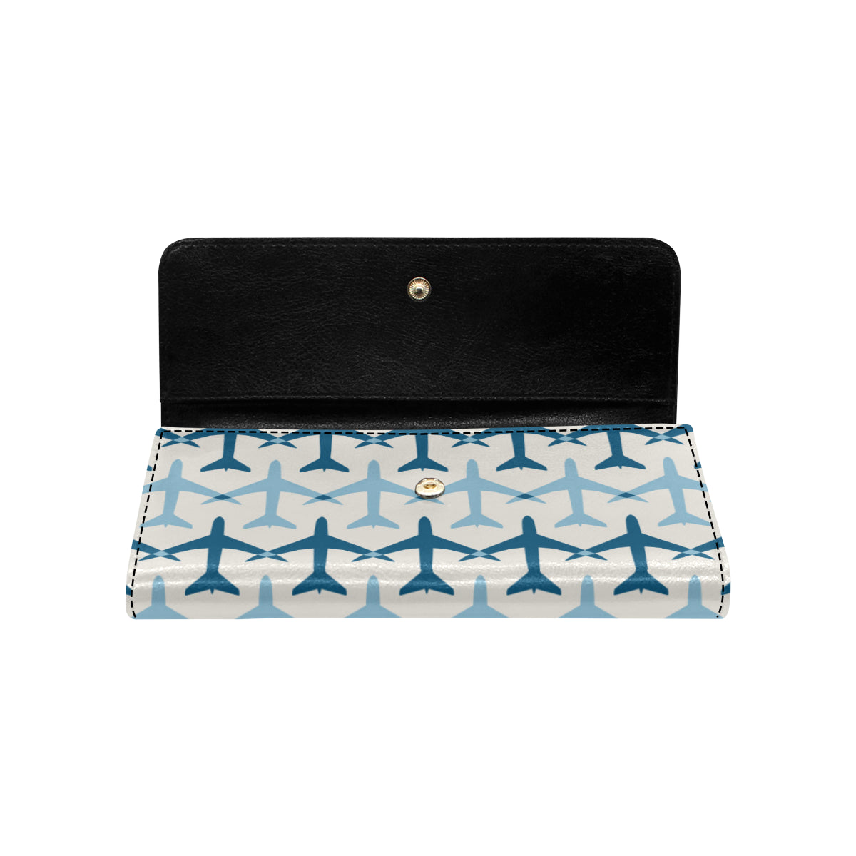Airplane Pattern Print Design 04 Women's Trifold Wallet