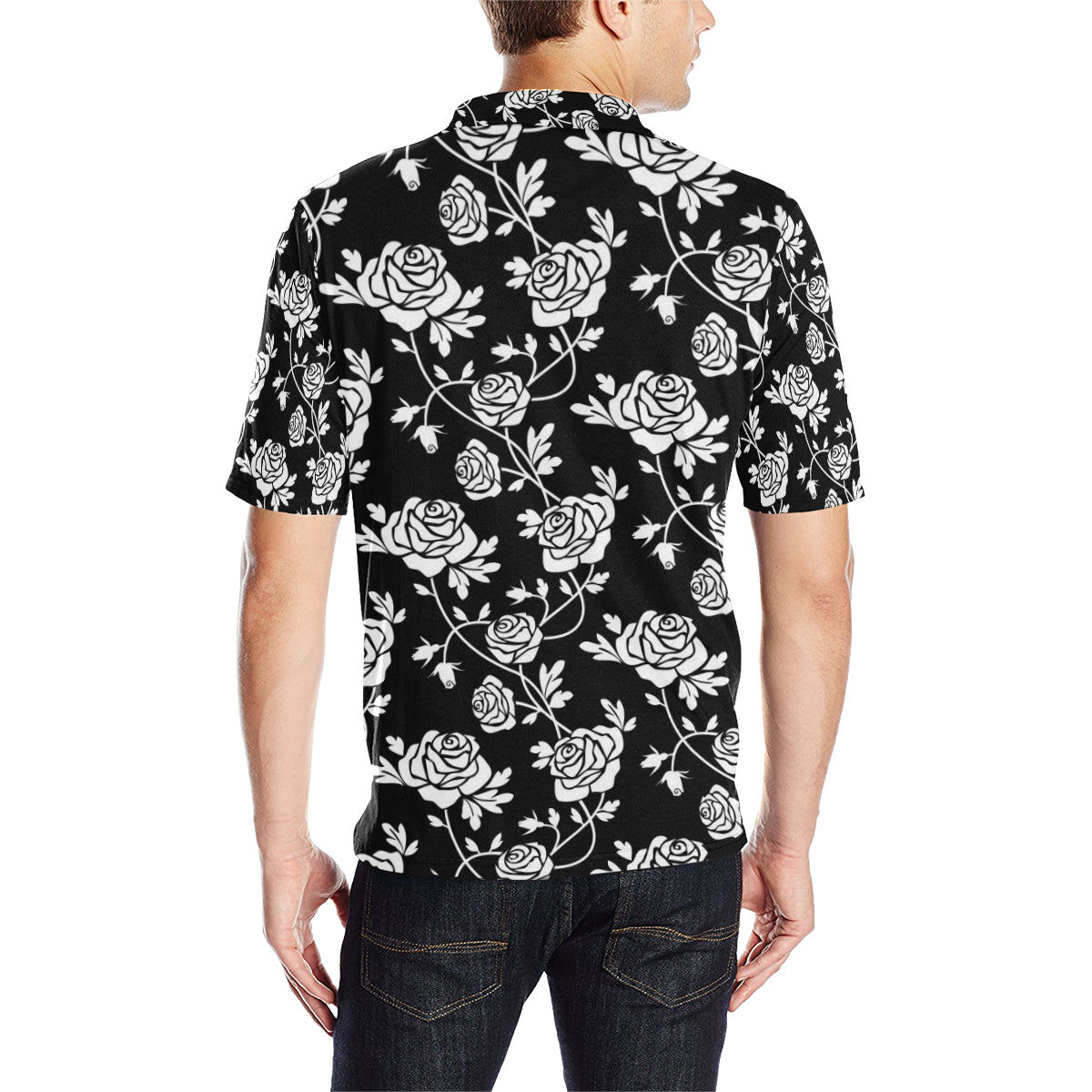 Rose Pattern Print Design RO013 Men Polo Shirt