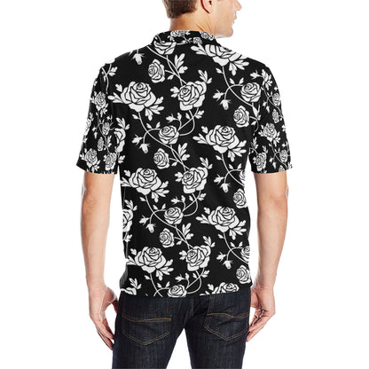 Rose Pattern Print Design RO013 Men Polo Shirt