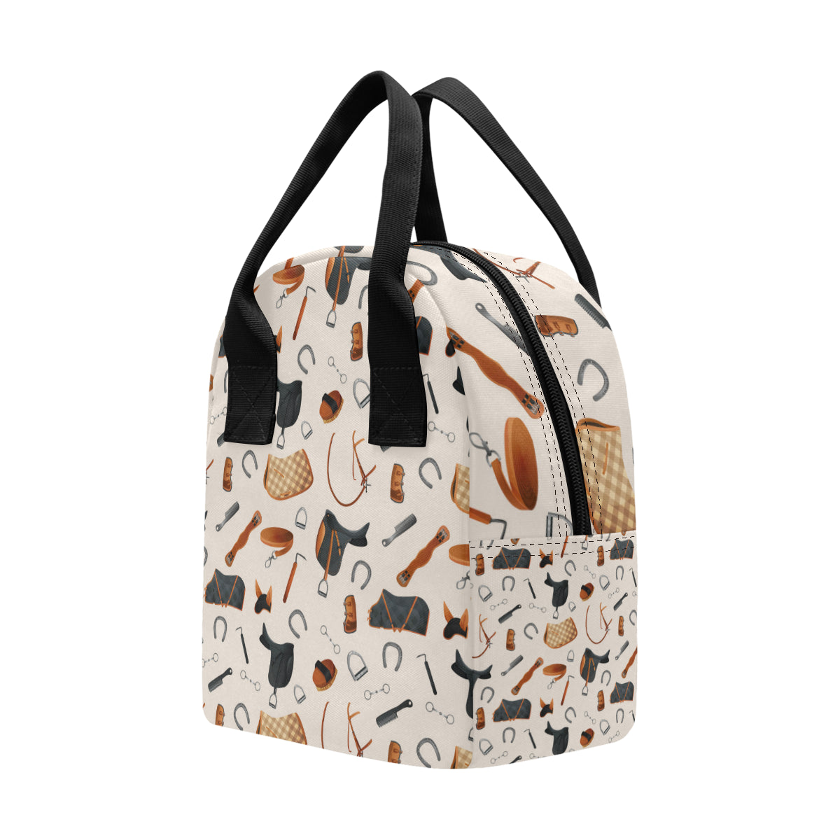 Equestrian Equipment Print Pattern Insulated Lunch Bag