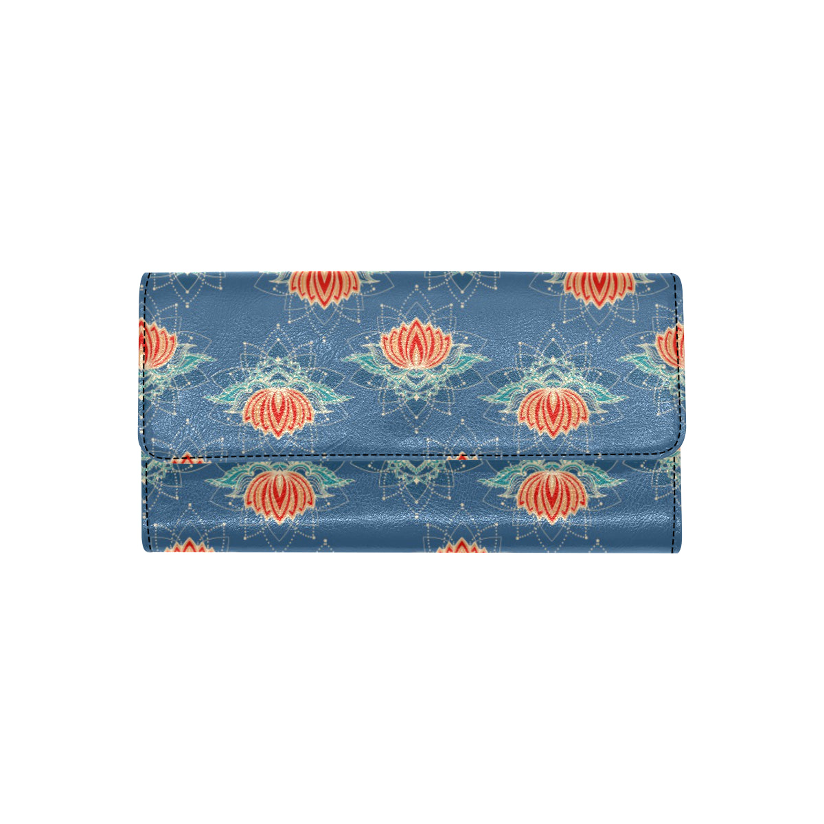lotus Boho Pattern Print Design LO07 Women's Trifold Wallet