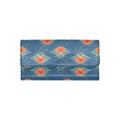 lotus Boho Pattern Print Design LO07 Women's Trifold Wallet