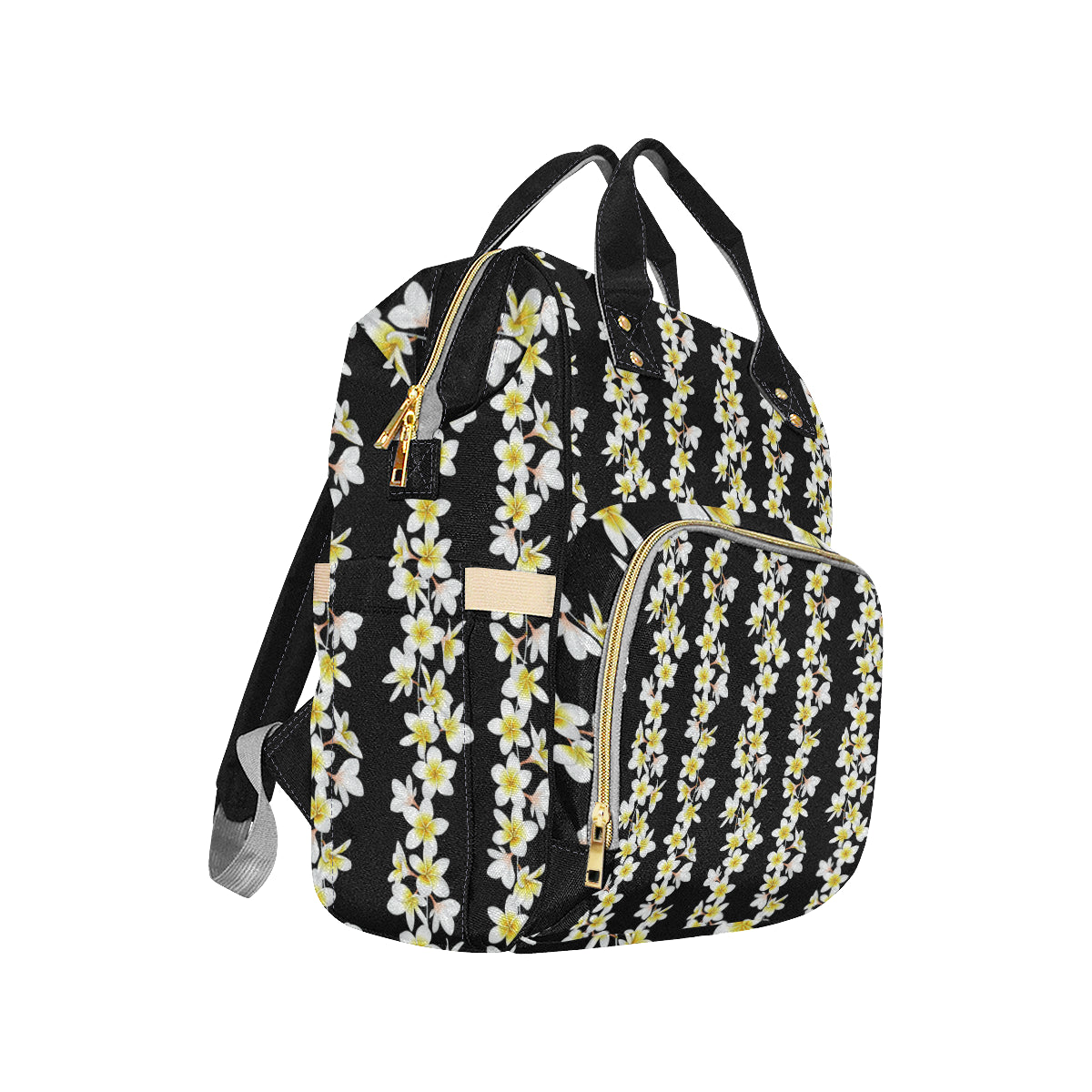 White Plumeria Pattern Print Design PM08 Diaper Bag Backpack