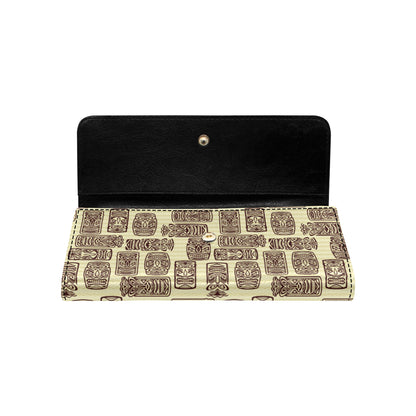 Tiki Brown Mask Print Women's Trifold Wallet