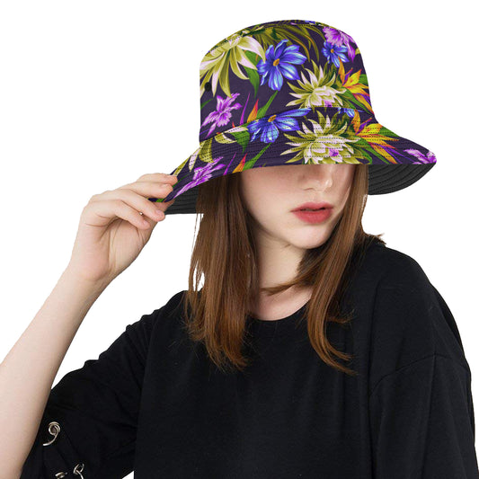 Water Lily Pattern Print Design WL08 Unisex Bucket Hat
