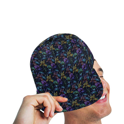 Dragonfly With Floral Print Pattern Snapback Cap