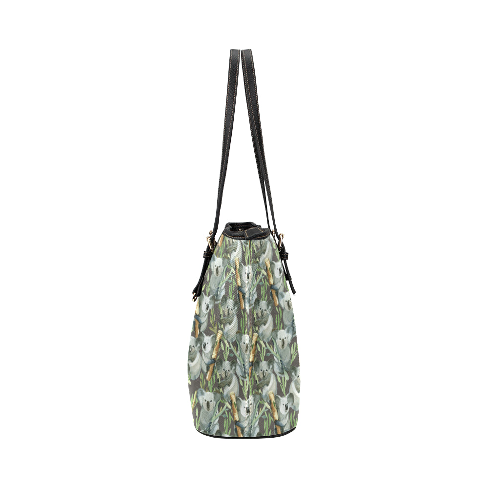 Koala Pattern Design Print Leather Tote Bag