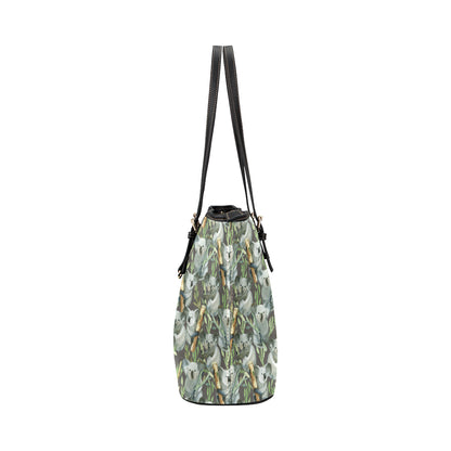 Koala Pattern Design Print Leather Tote Bag