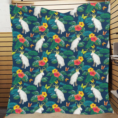 Cockatoo Tropical Pattern Print Design 02 Premium Quilt