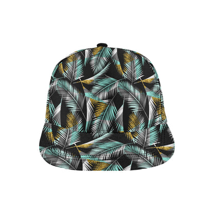 Gold Glitter Cyan Tropical Palm Leaves Snapback Cap