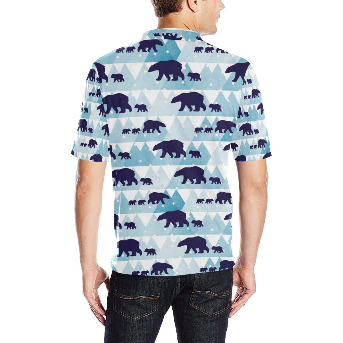 Bear Pattern Print Design BE01 Men Polo Shirt