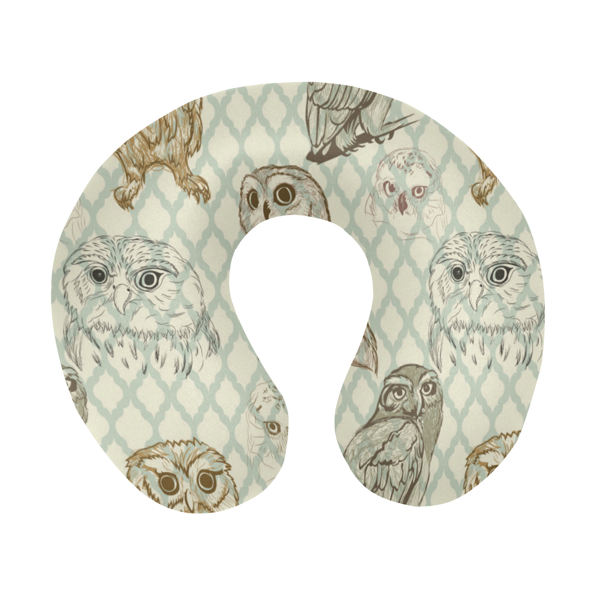 Owl Pattern Print Design A03 U-Shaped Travel Neck Pillow