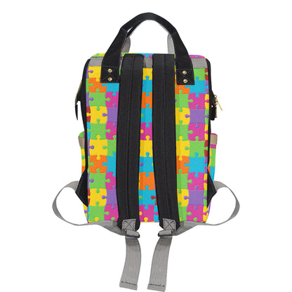 Autism Awareness Pattern Print Design 02 Diaper Bag Backpack
