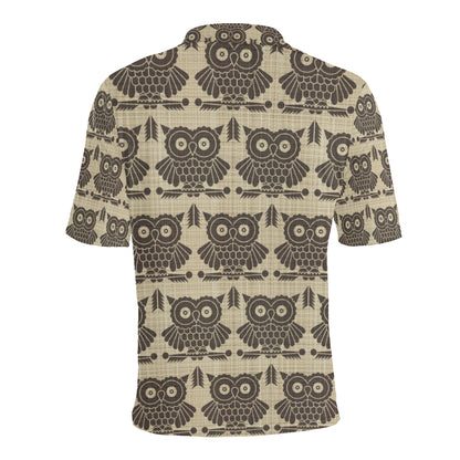 Owl Pattern Print Design A01 Men Polo Shirt