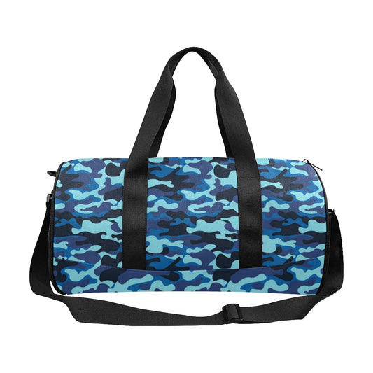 Camo Blue Pattern Print Design 04 Duffel Bag