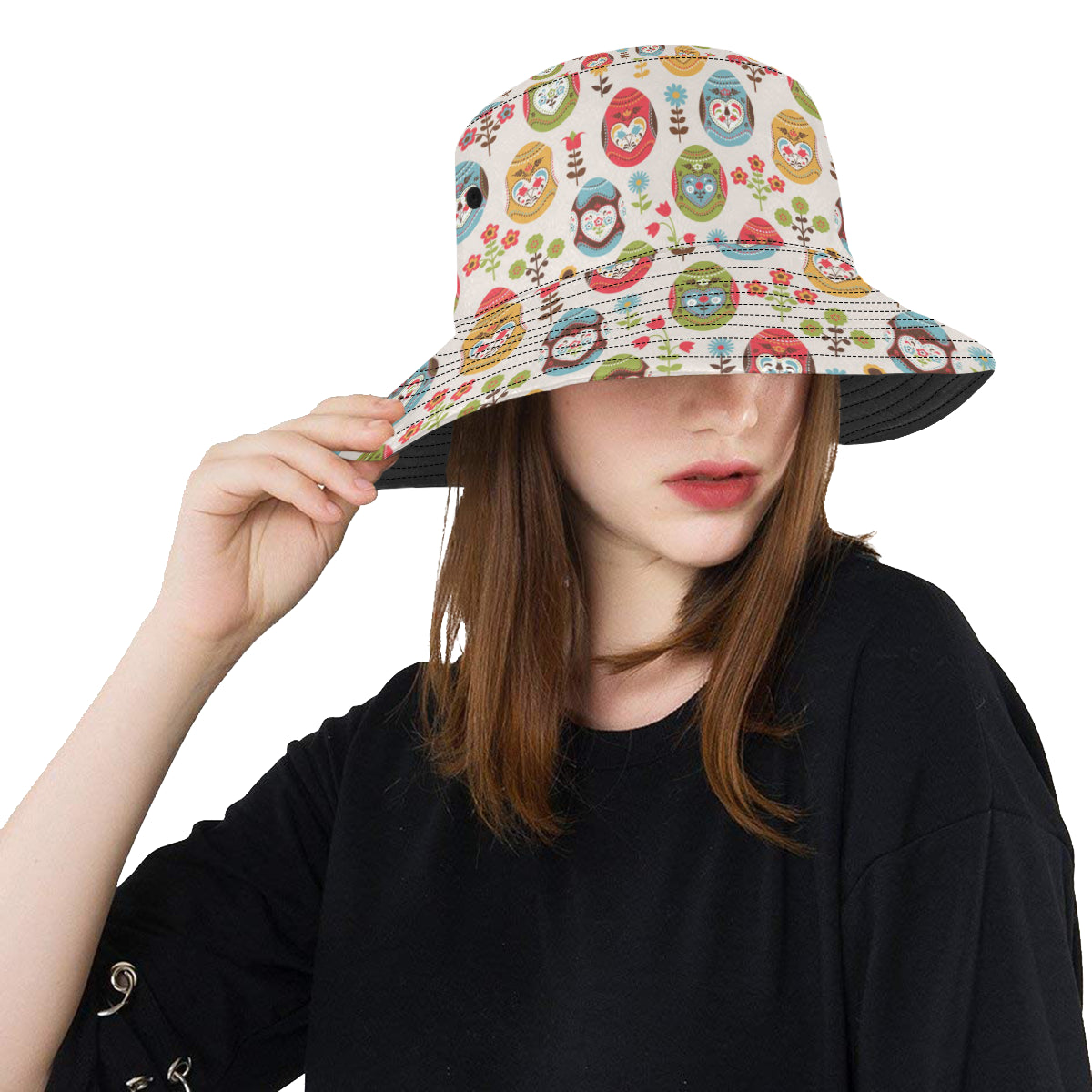 Easter Eggs Pattern Print Design RB011 Unisex Bucket Hat