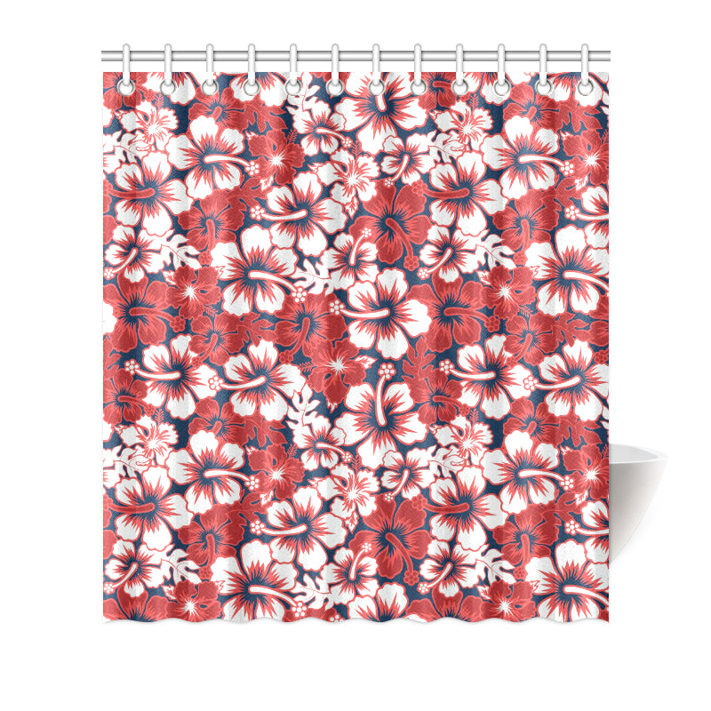Red Hibiscus Pattern Print Design HB01 Shower Curtain