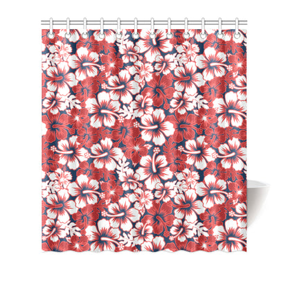 Red Hibiscus Pattern Print Design HB01 Shower Curtain