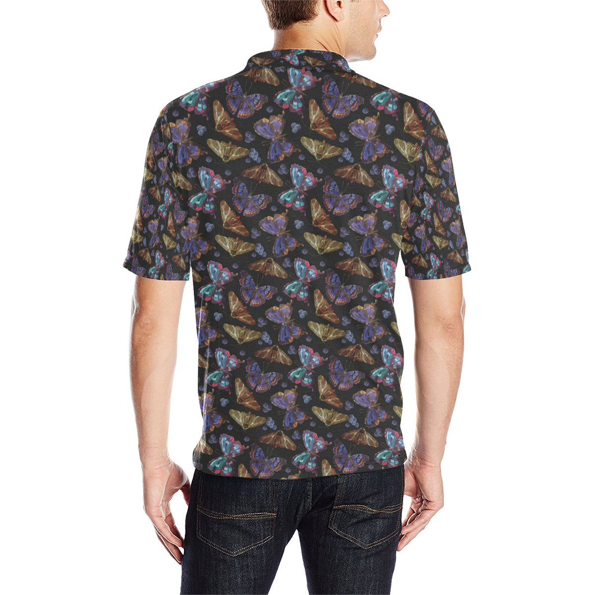 Butterfly Pattern Print Design 013 Men Polo Shirt