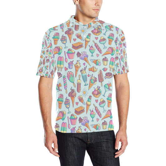Ice Cream Pattern Print Design IC02 Men Polo Shirt