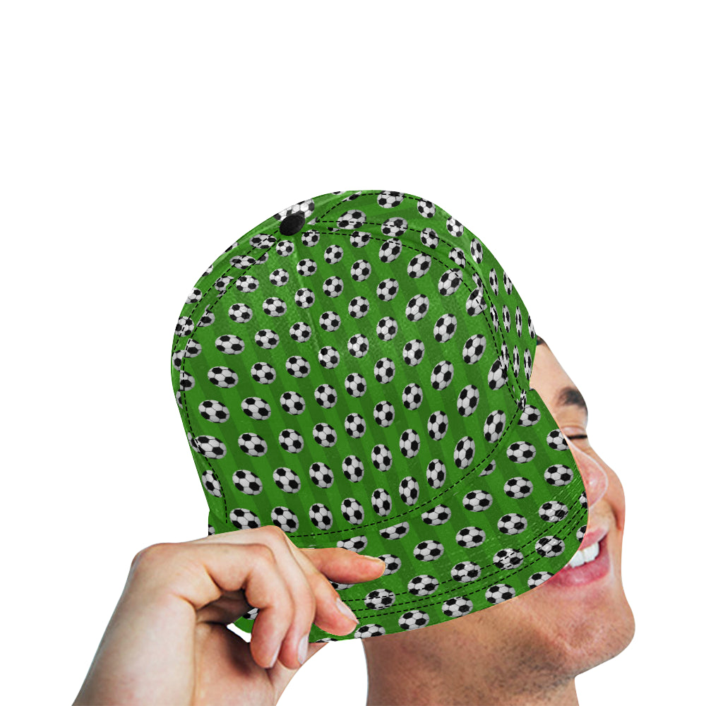 Soccer Ball Green Backgrpund Print Snapback Cap