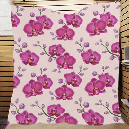 Orchid Pattern Print Design A02 Premium Quilt