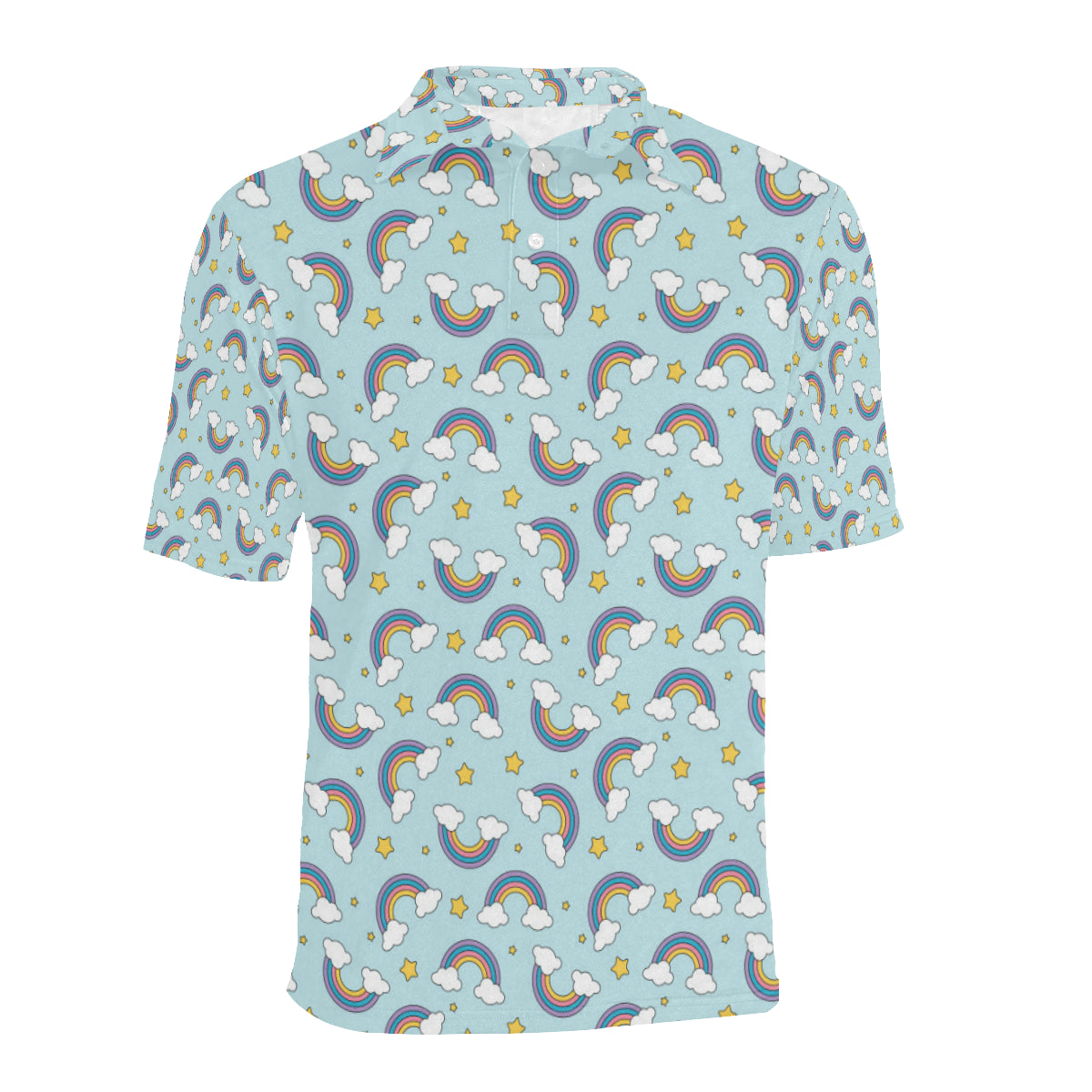 Rainbow Cloud Print Pattern Men Polo Shirt